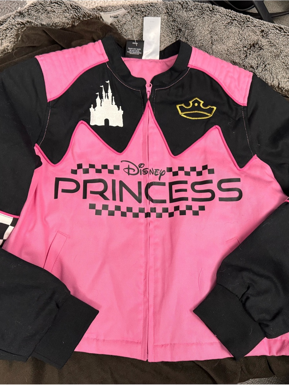 Her Universe Pink and Black Disney Princess Bomber Jacket